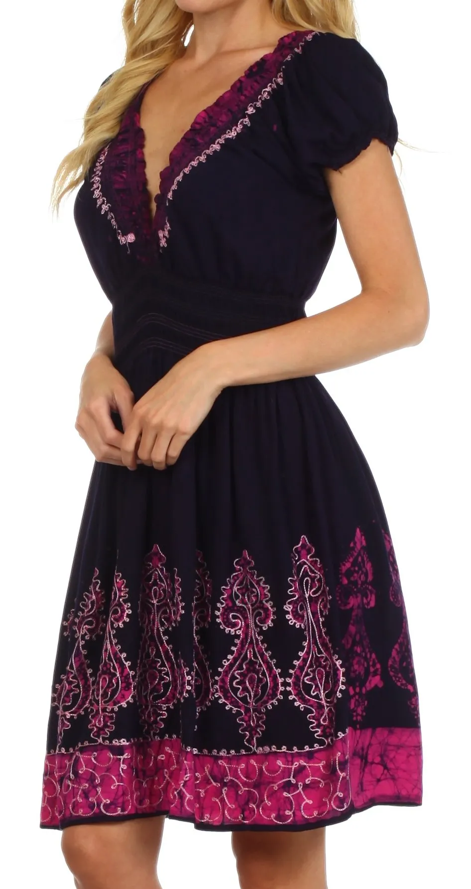 Sakkas Ladli Batik Embroidered Dress