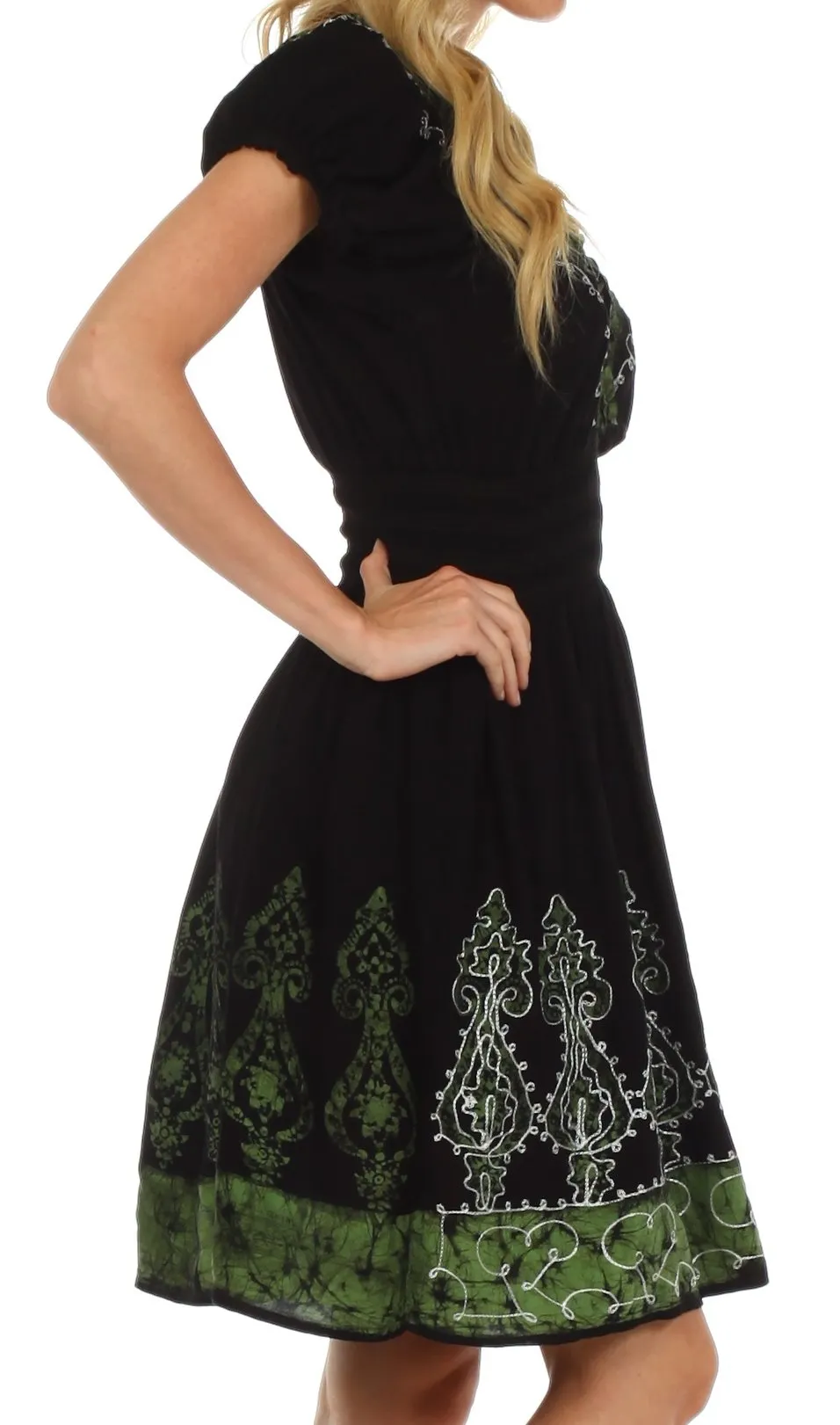 Sakkas Ladli Batik Embroidered Dress