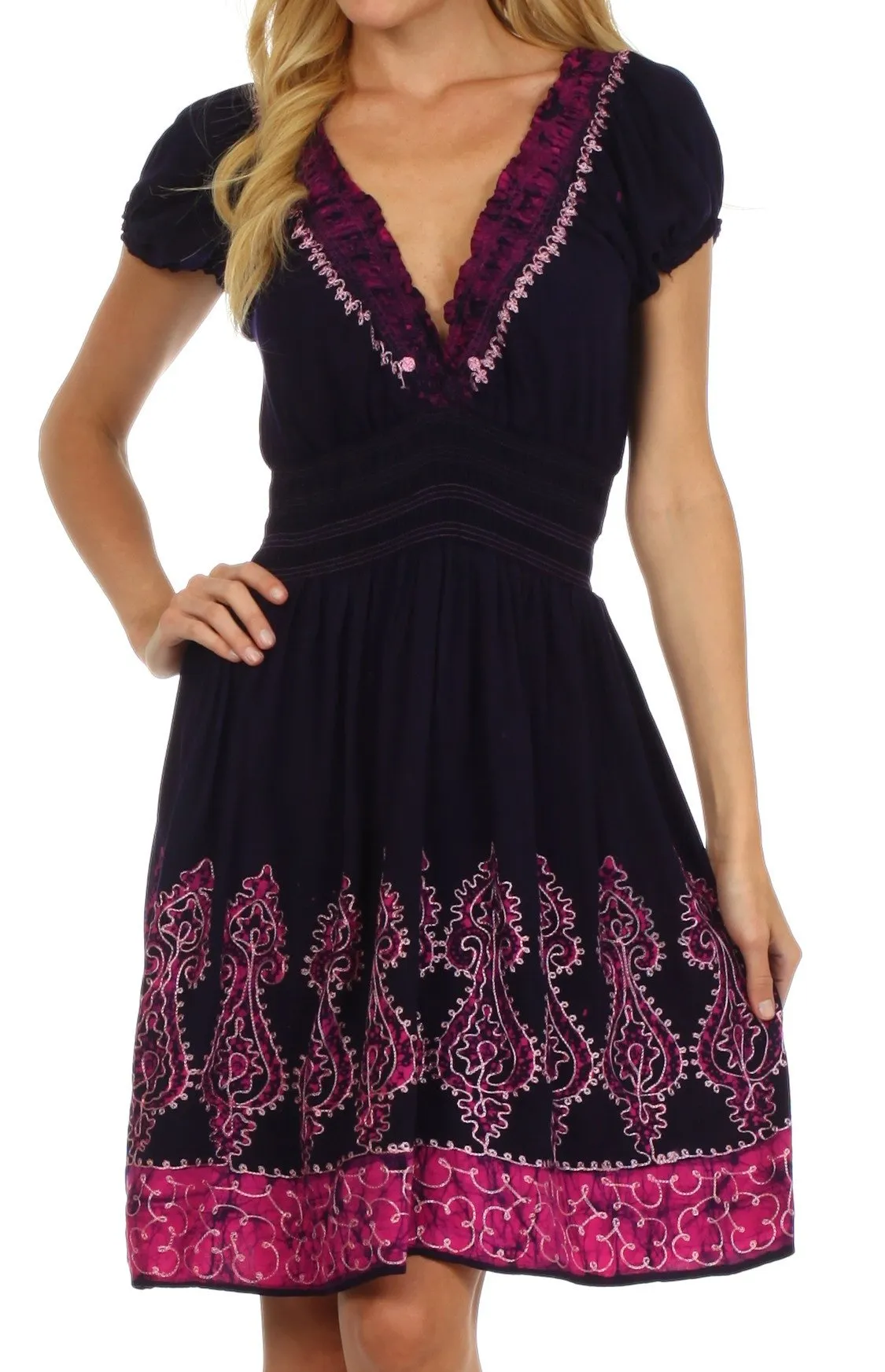 Sakkas Ladli Batik Embroidered Dress