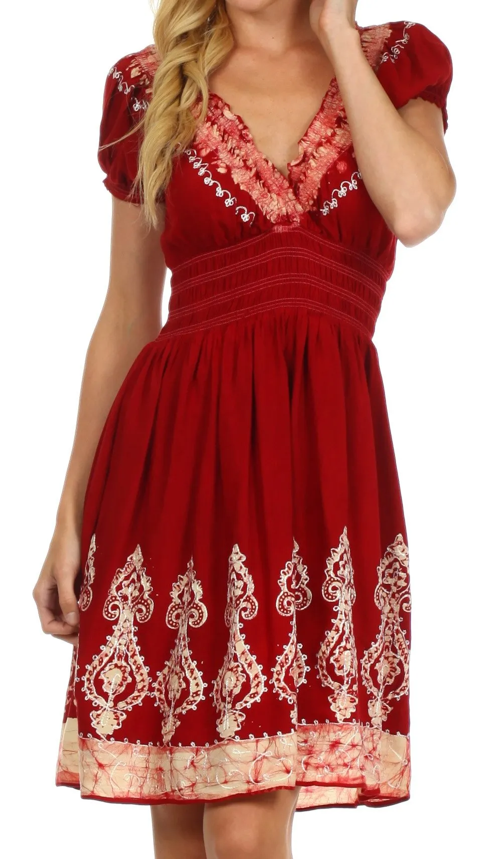 Sakkas Ladli Batik Embroidered Dress