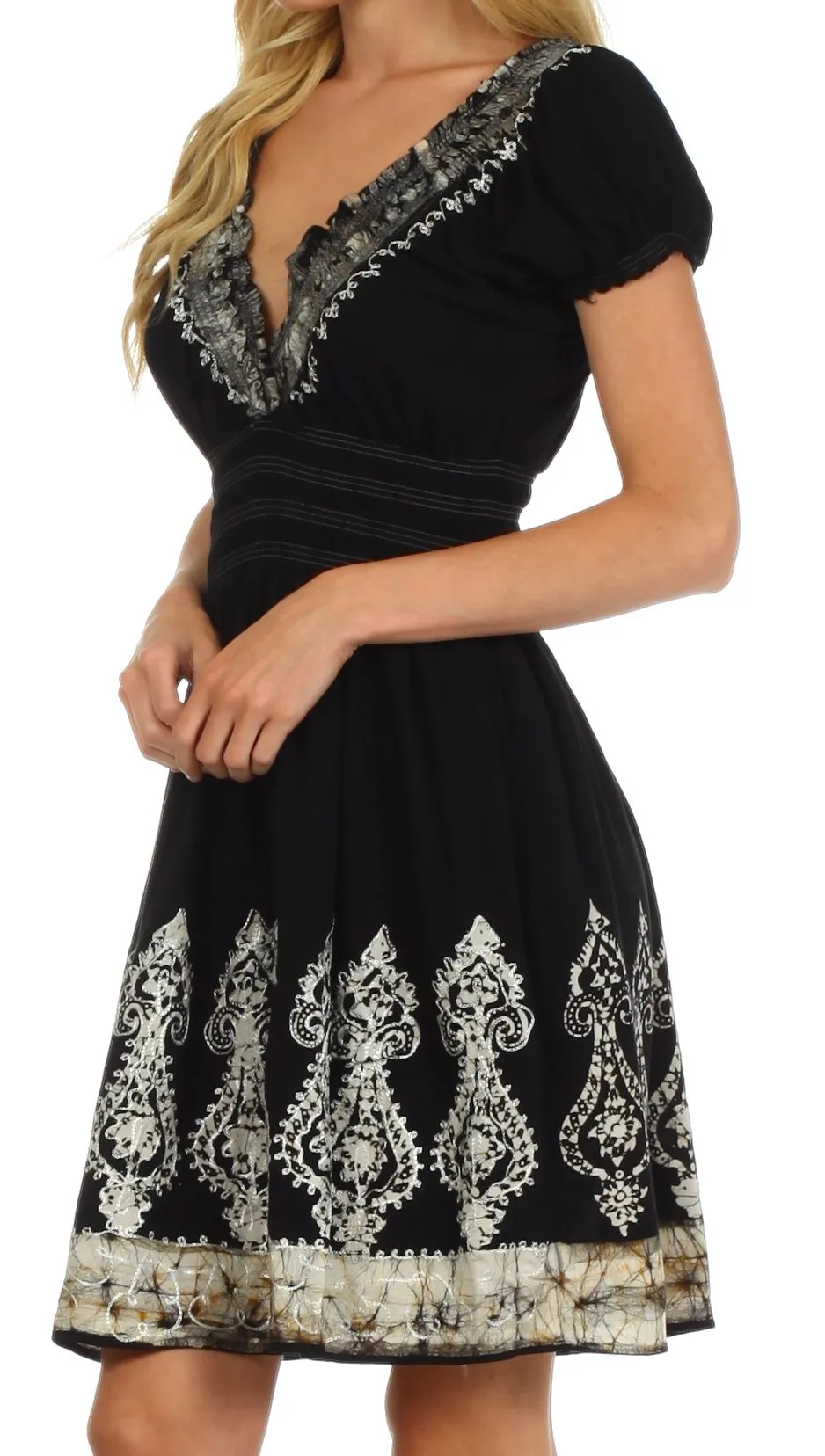 Sakkas Ladli Batik Embroidered Dress