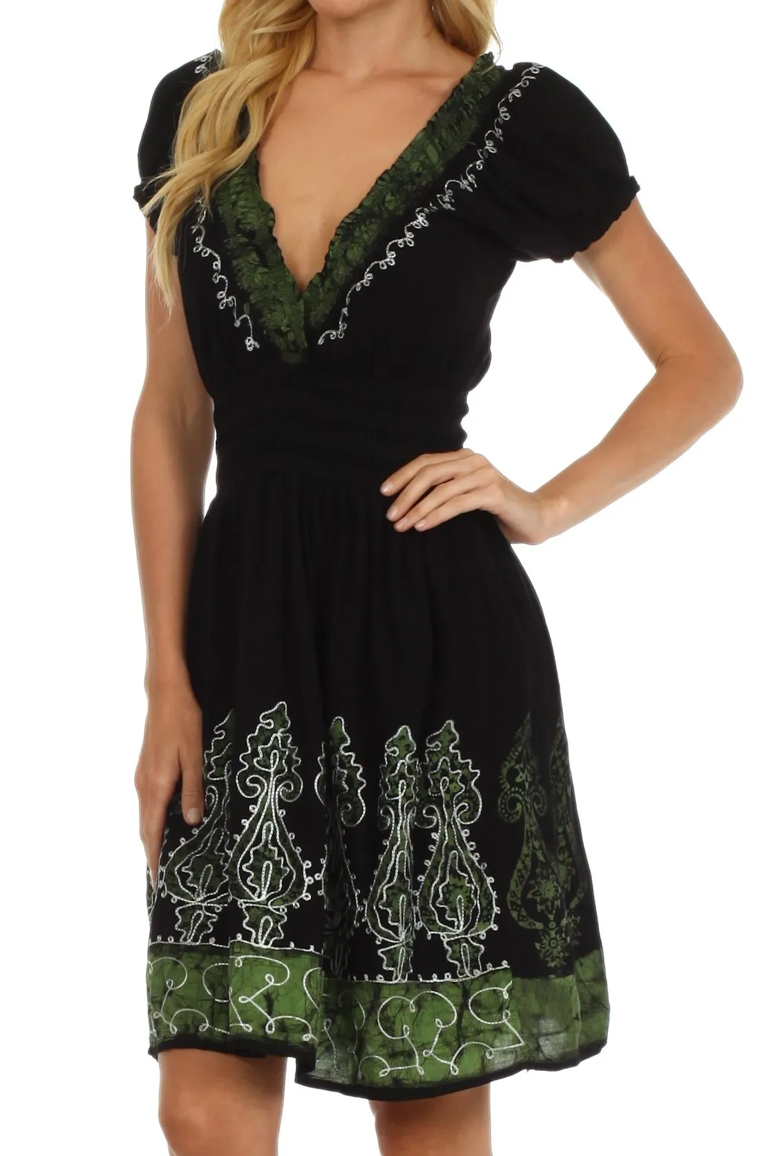 Sakkas Ladli Batik Embroidered Dress