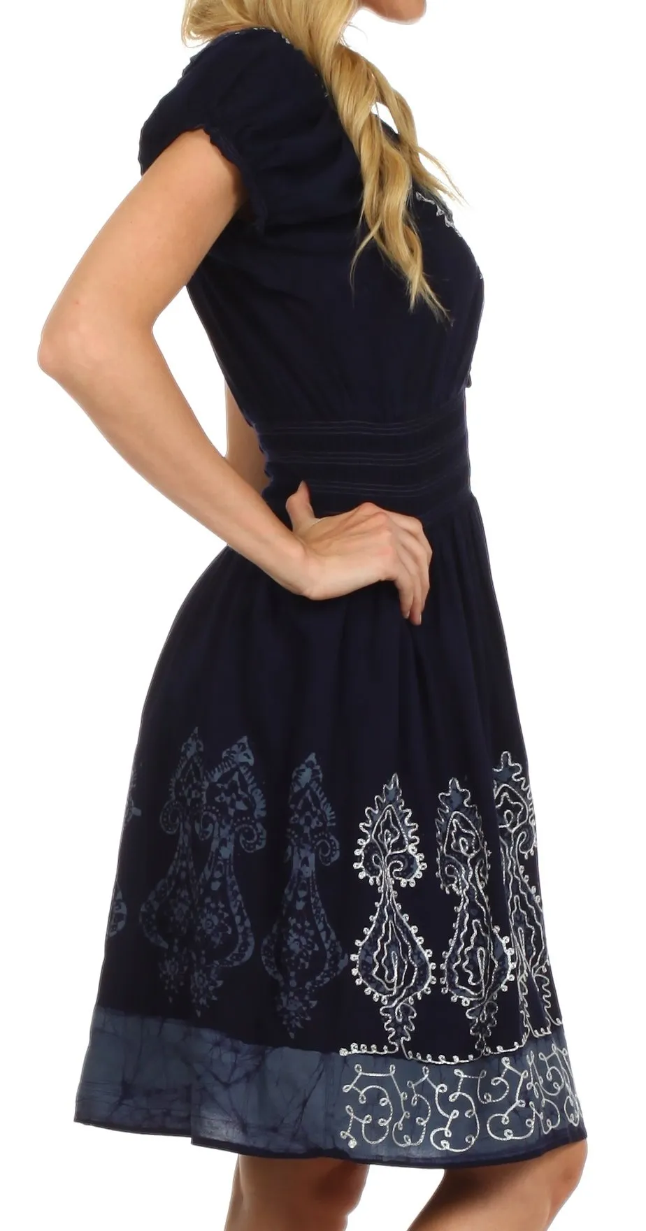 Sakkas Ladli Batik Embroidered Dress