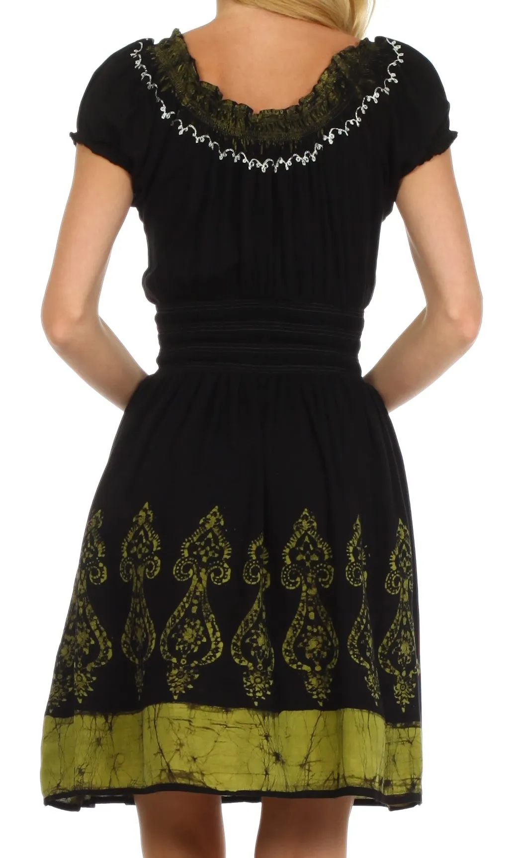 Sakkas Ladli Batik Embroidered Dress