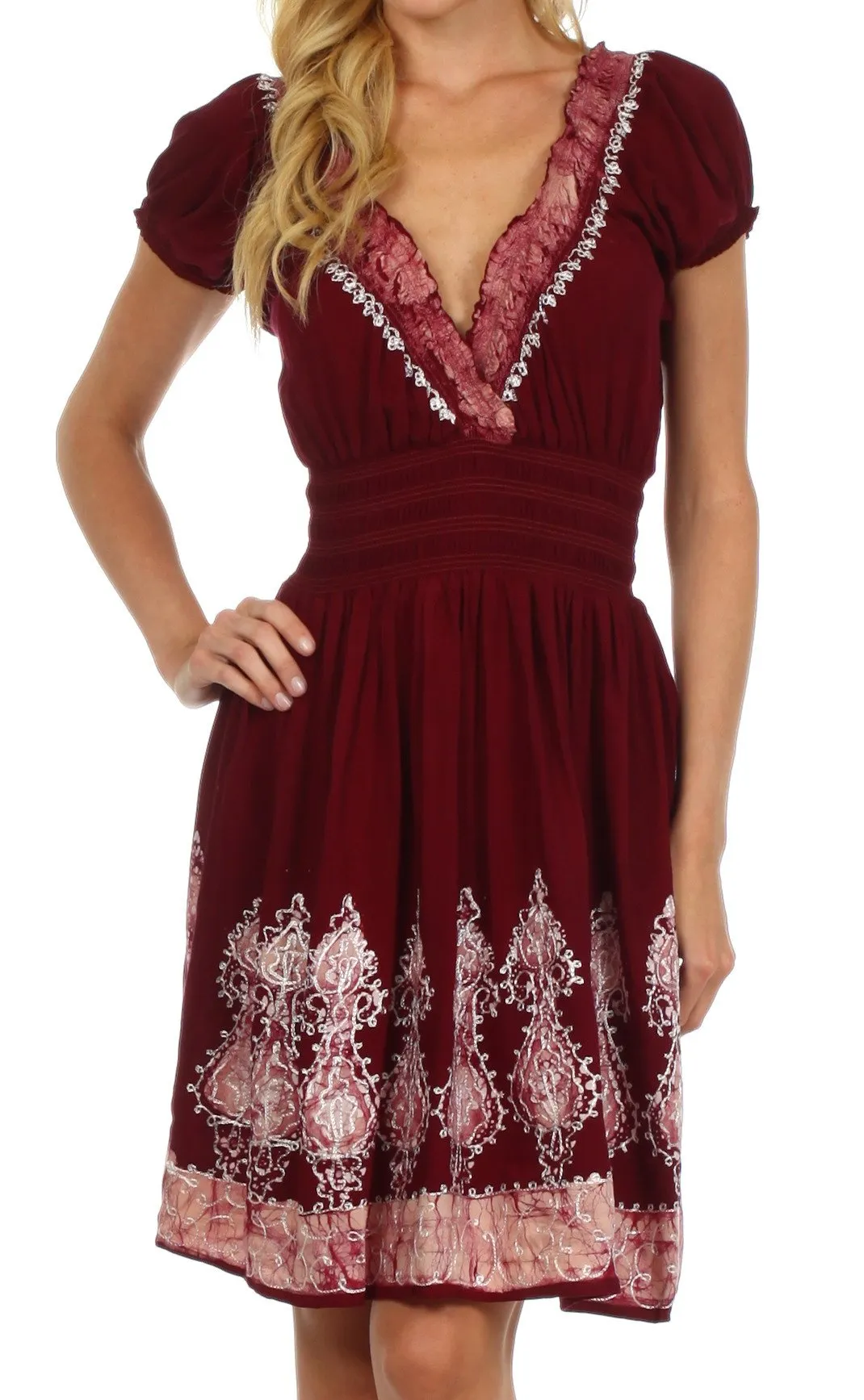 Sakkas Ladli Batik Embroidered Dress
