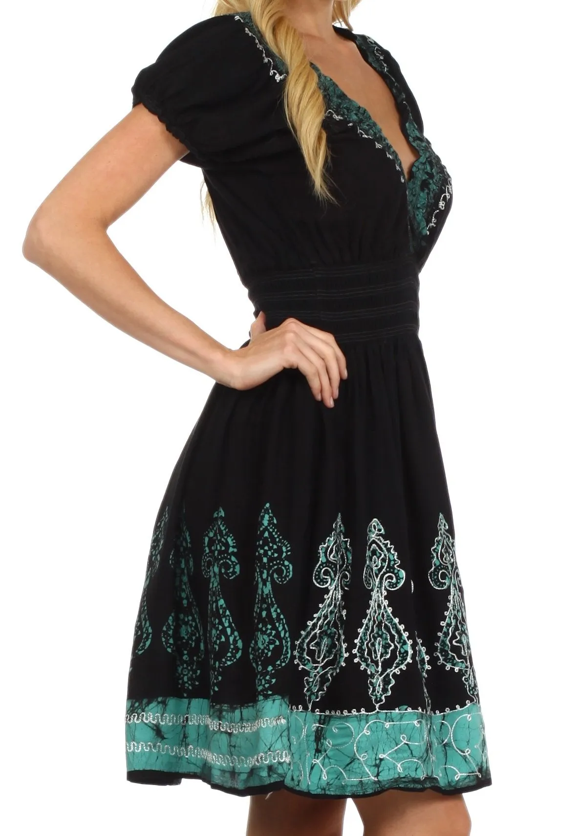 Sakkas Ladli Batik Embroidered Dress