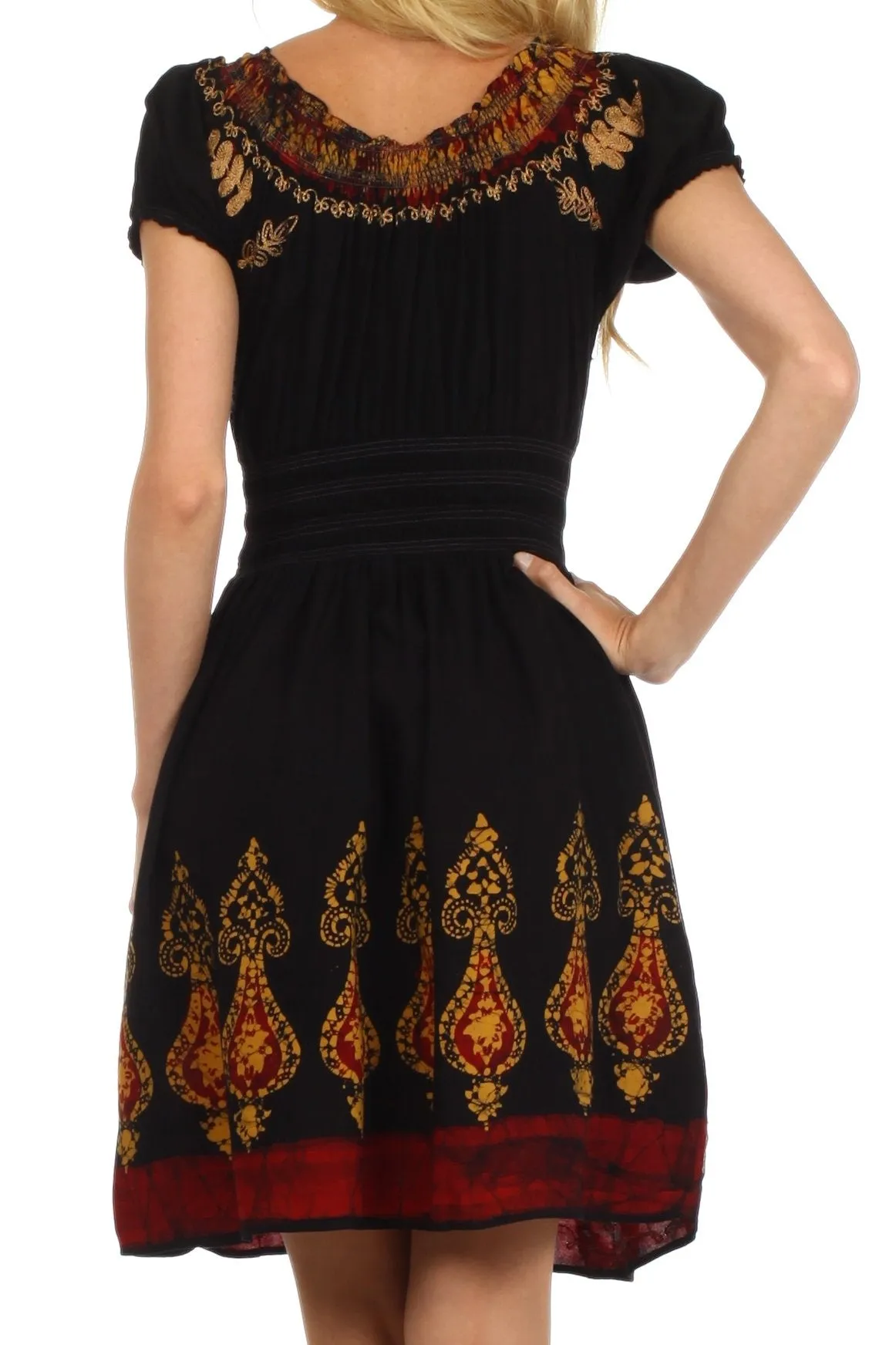 Sakkas Ladli Batik Embroidered Dress