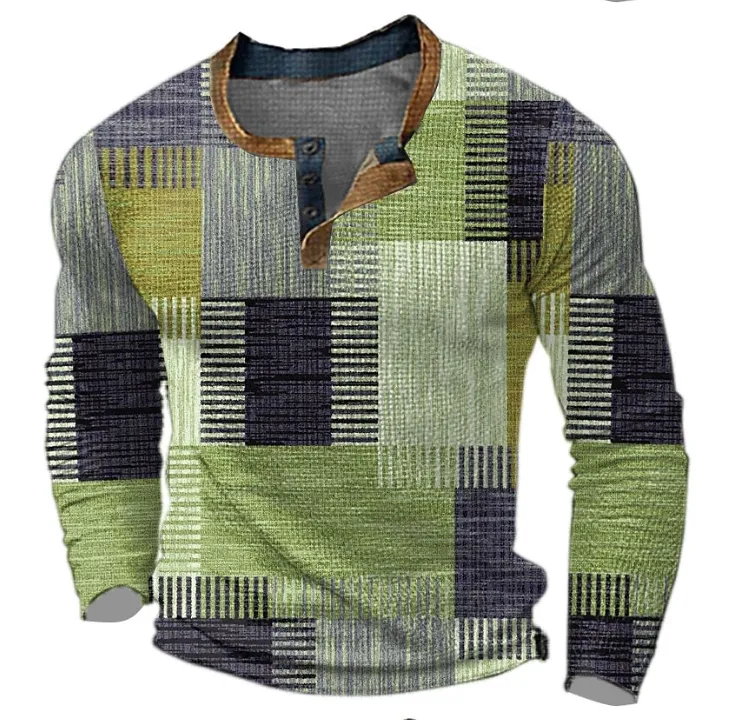 Samuelor | Men Casual Henley Style Shirt | Long Sleeve