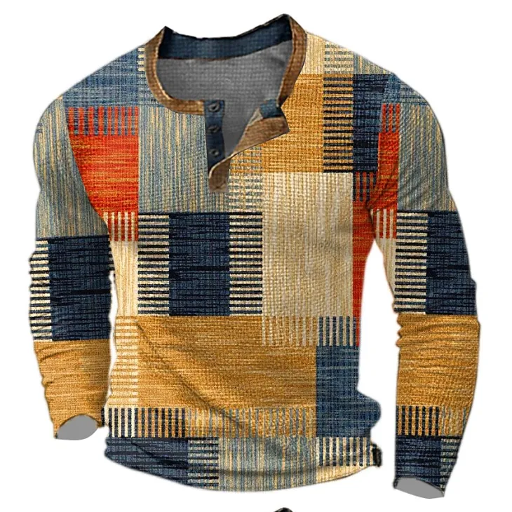 Samuelor | Men Casual Henley Style Shirt | Long Sleeve