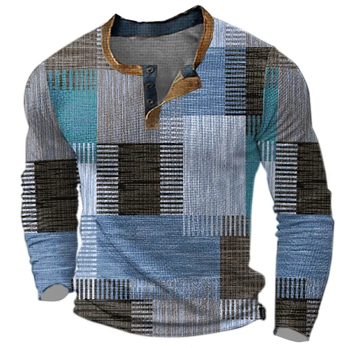 Samuelor | Men Casual Henley Style Shirt | Long Sleeve