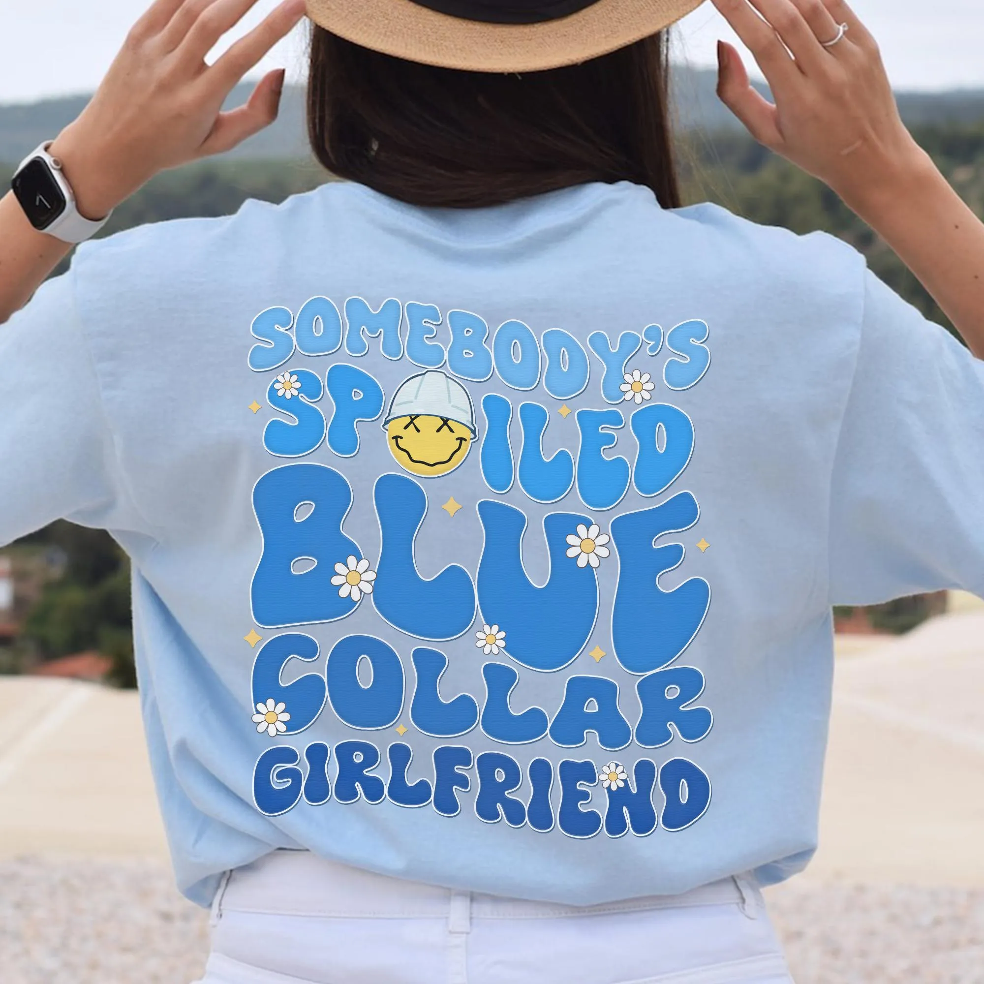 Sandjest Blue Collar Girlfriend Shirt, Somebody's Spoiled Blue Collar Girlfriend Shirt, Girlfriend Shirt, Spoiled Girlfriend Tee, Blue Collar Tee
