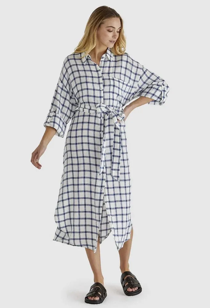 Sass Clothing - Beau Shirt Dress - White Check