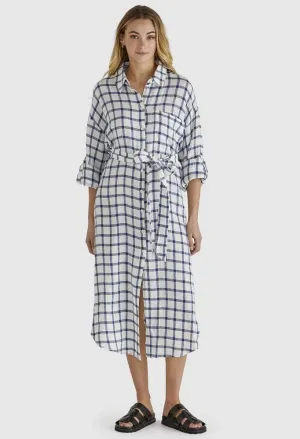 Sass Clothing - Beau Shirt Dress - White Check