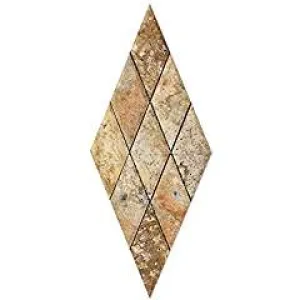 Scabos Travertine 3 X 6 Diamond (Rhomboid) Mosaic Tile, Polished and Deep Beveled