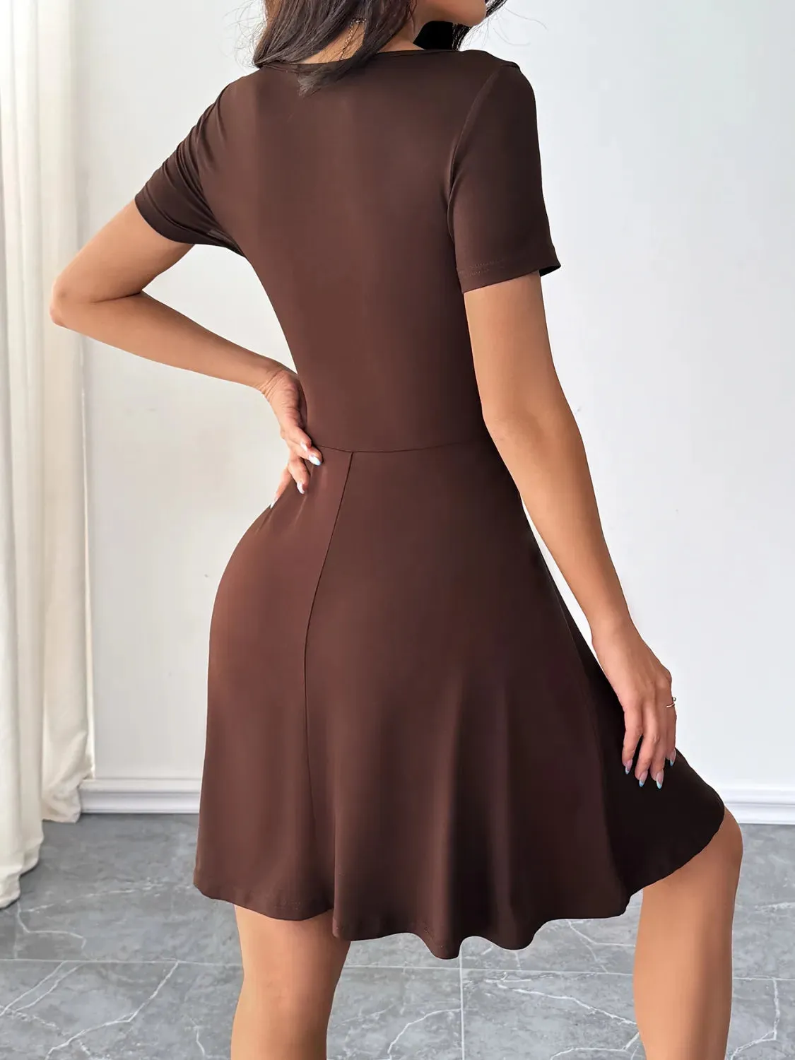 Scoop Neck Short Sleeve Mini Tee Dress with Shorts S-XL