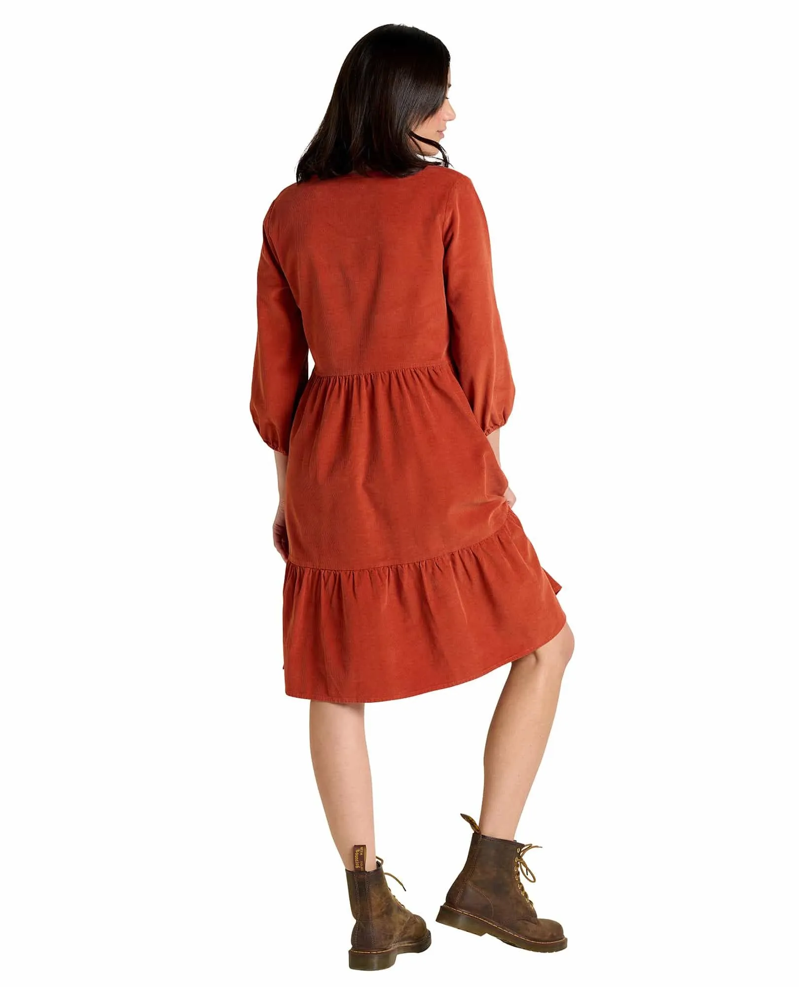 Scouter Cord Tiered Long Sleeve Dress