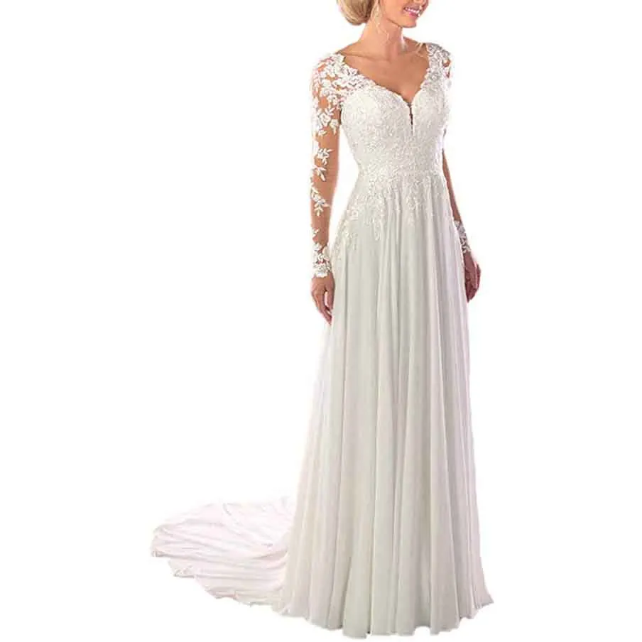 sd-hk Wedding Dresses for Bride with Lace Appliques For Women