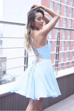 Sexy Blue Short Chiffon Homecoming Dress,Junior Party Dress OK453