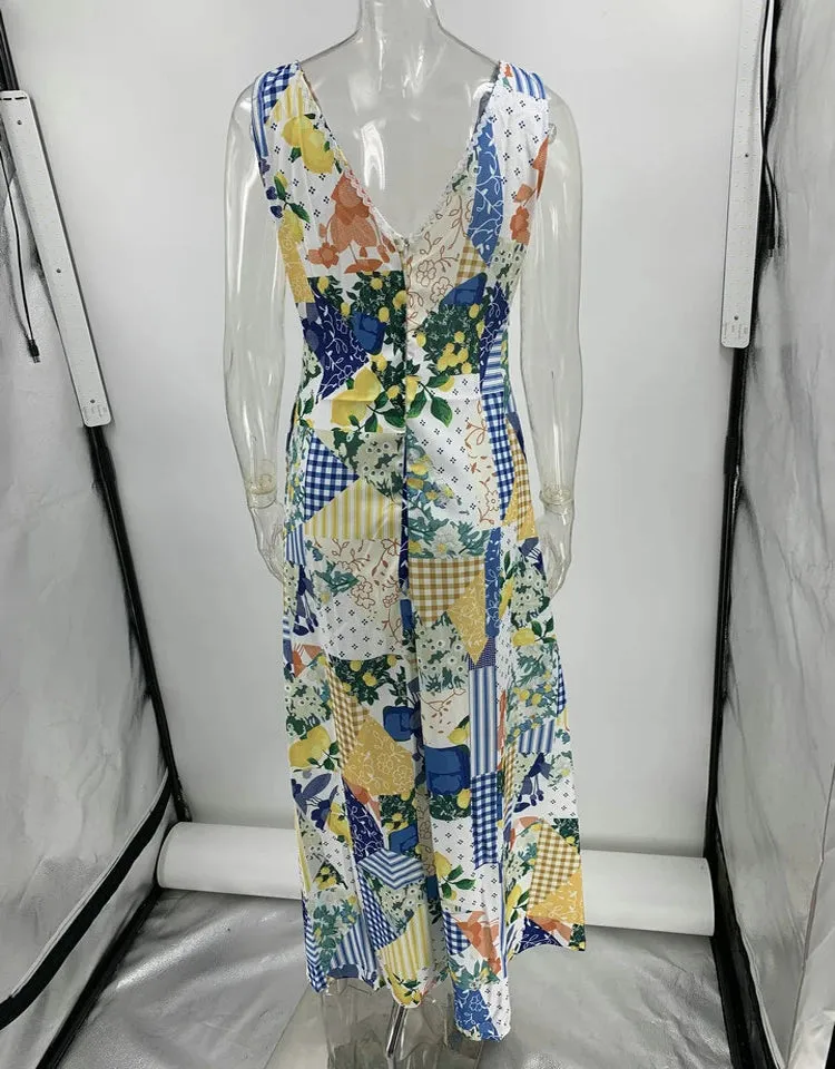 Sexy Deep V-Neck Linen Dress, Sleeveless, Beach Dress, Summer Holiday, A-line, Loose, Oversized, Swing Camisole Robe