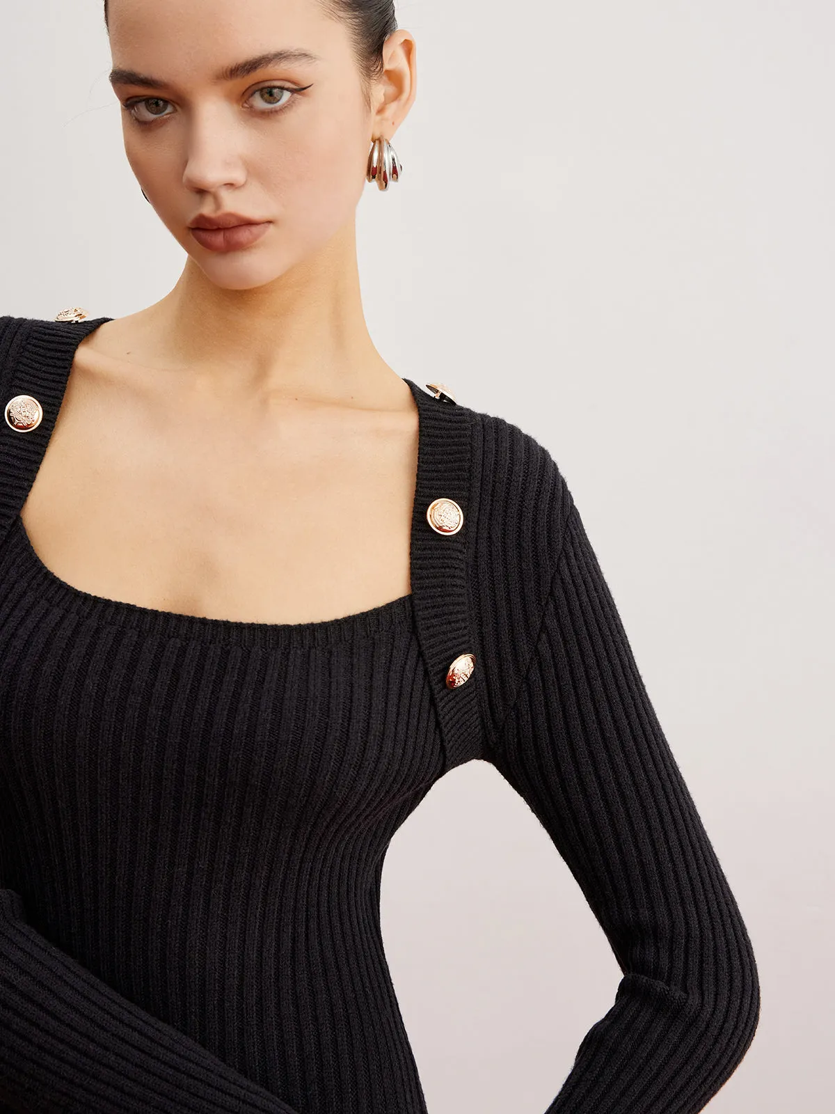 Shrug Ribbed Slim Sweater Dress