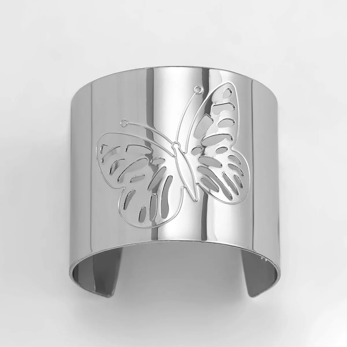 Silver-Plated Openwork Butterfly Cuff Bracelet