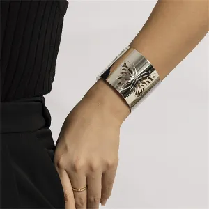 Silver-Plated Openwork Butterfly Cuff Bracelet