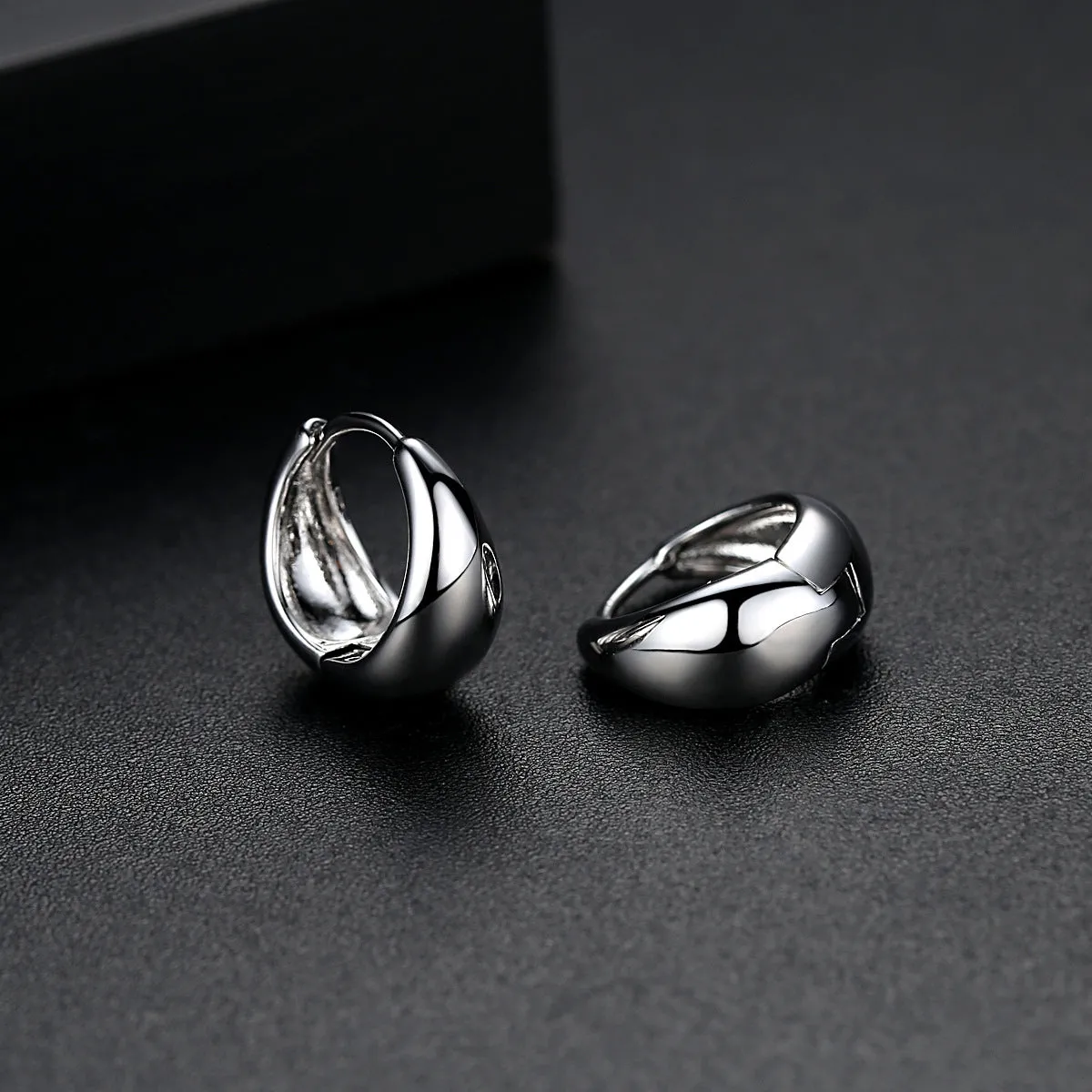Silver-Plated Oval Huggie Earrings