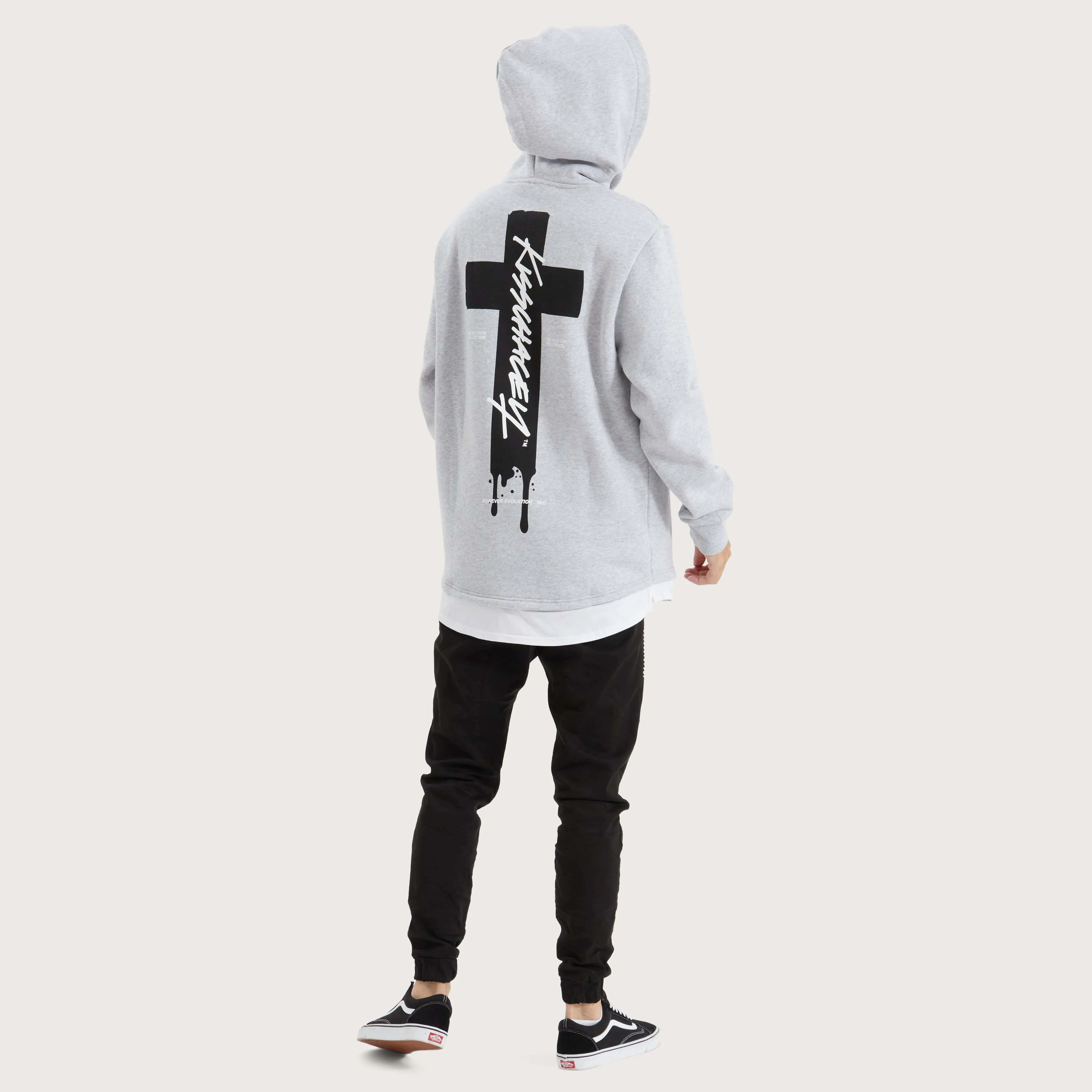 Silverthorne Heavy Layered Dual Curved Hoodie Grey Marle