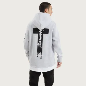 Silverthorne Heavy Layered Dual Curved Hoodie Grey Marle