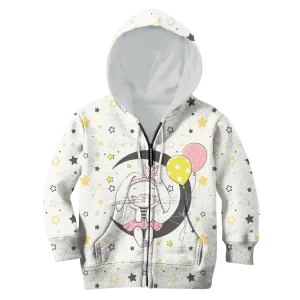 Sitting on the moon with balloon Kid Custom Cosplay Hoodies T-shirt Apparel