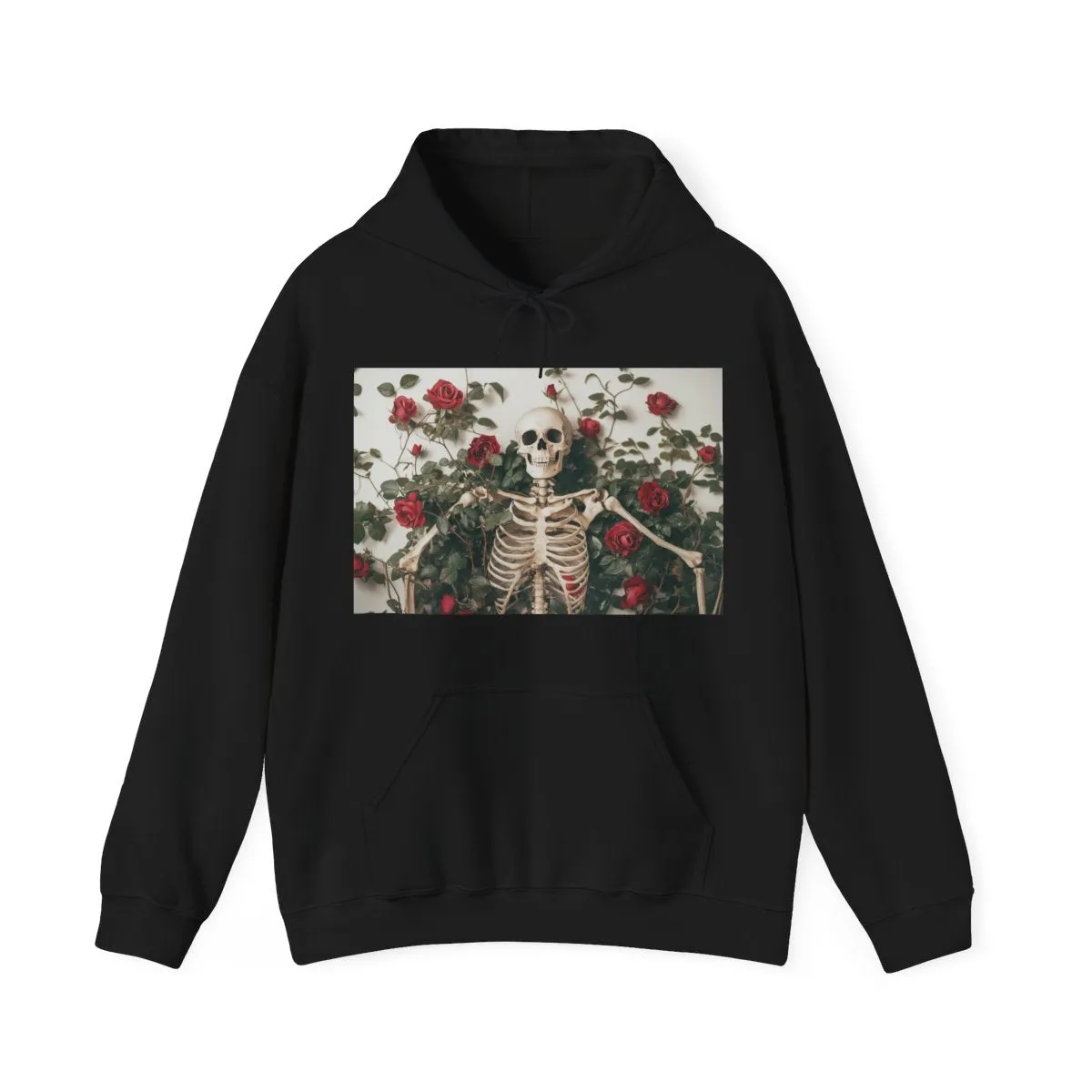 Skeleton Rose Vine Pattern Hoodie