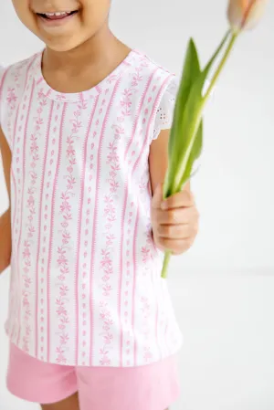 Sleeveless Polly Play Shirt - French Country Coterie with Eyelet Angel Sleeve