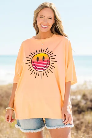 Smiles for Sunsets Boyfriend Tee, Neon Coral
