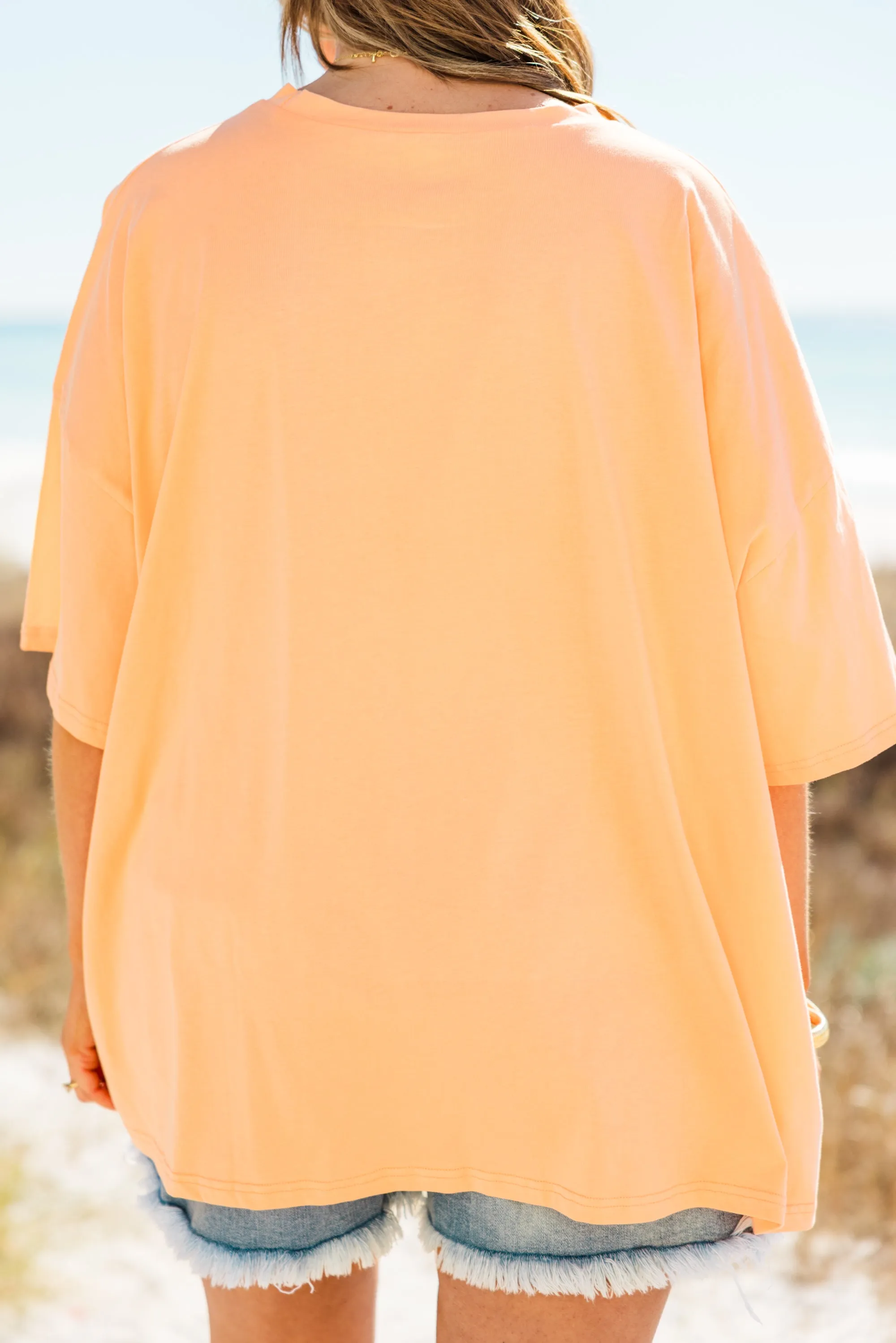 Smiles for Sunsets Boyfriend Tee, Neon Coral