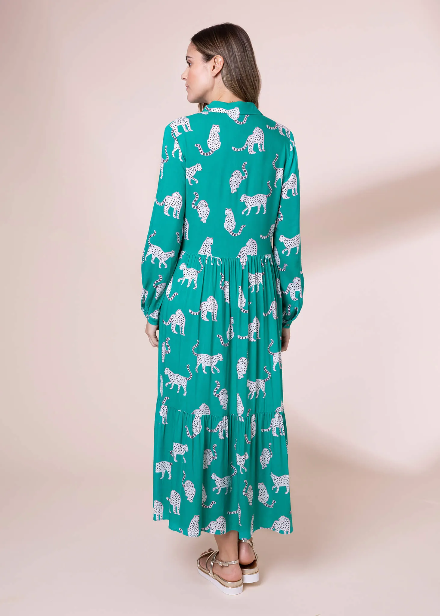 Snow Leopards EcoVero Midi Shirt Dress (Green)