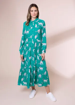 Snow Leopards EcoVero Midi Shirt Dress (Green)