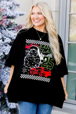 Speedy Santa Boyfriend Tee, Black