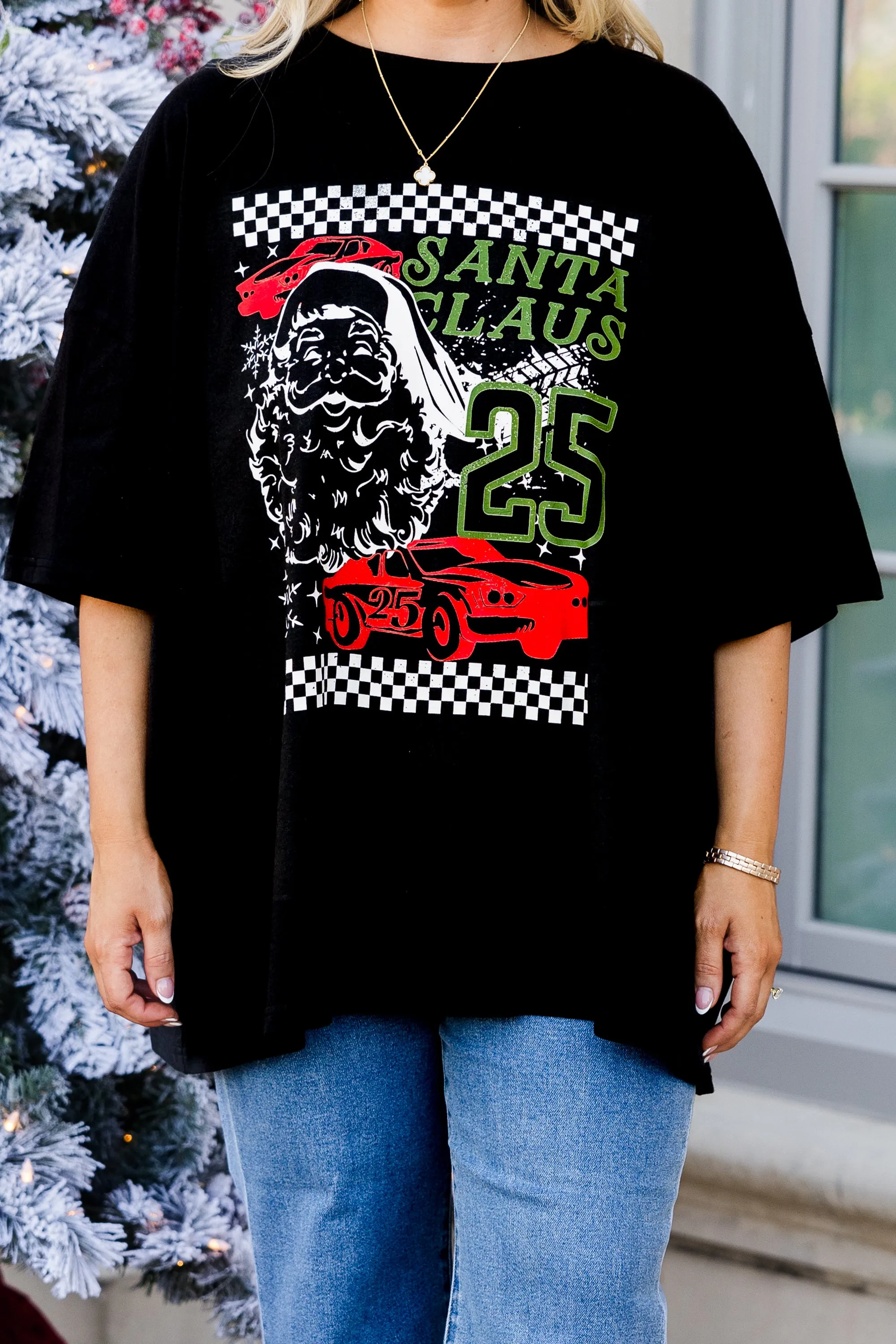 Speedy Santa Boyfriend Tee, Black