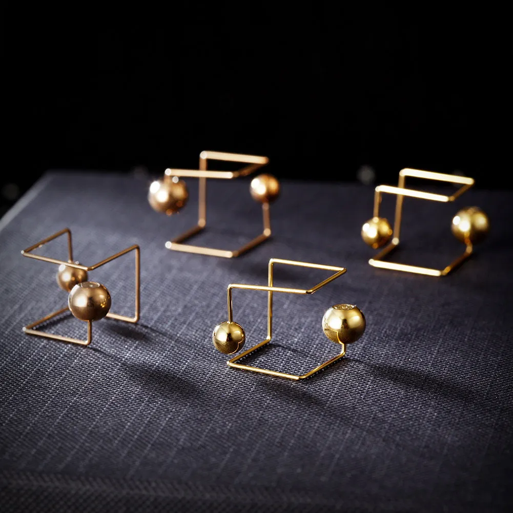 Spherical smooth creative earrings-SCE252ST