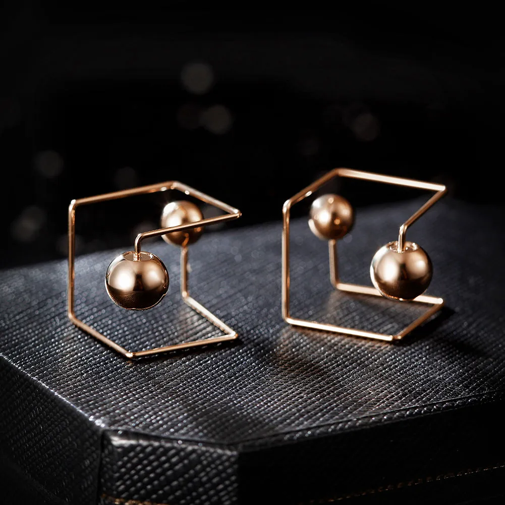Spherical smooth creative earrings-SCE252ST