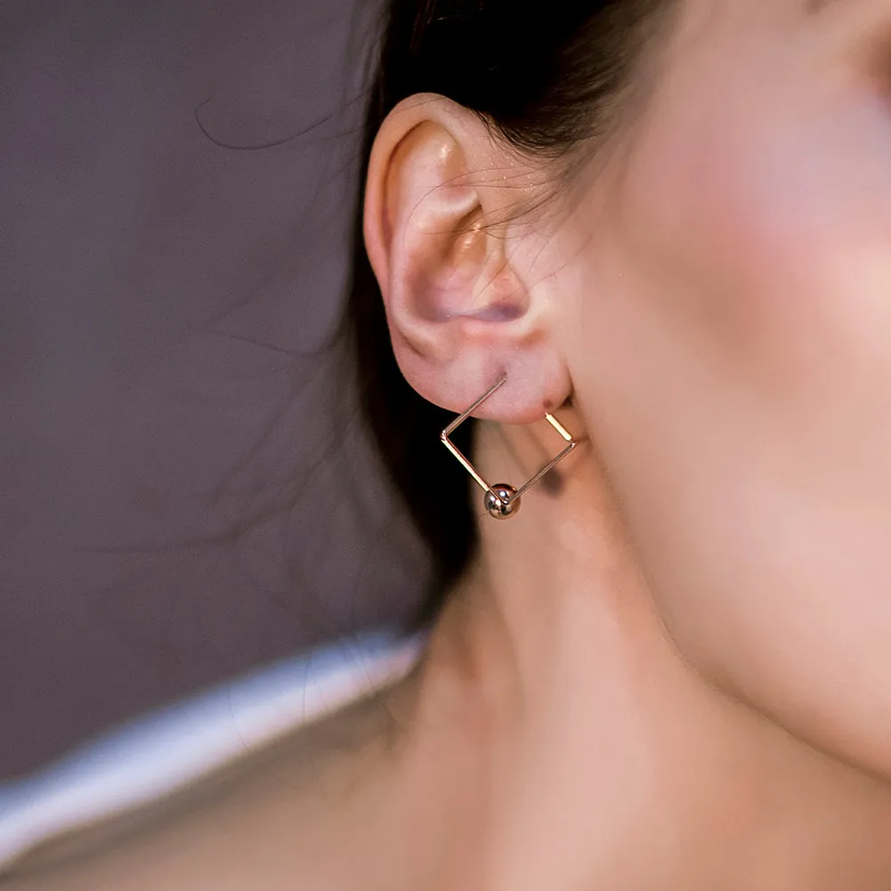 Spherical smooth creative earrings-SCE252ST