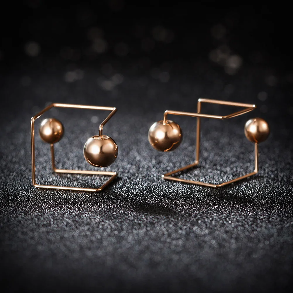 Spherical smooth creative earrings-SCE252ST