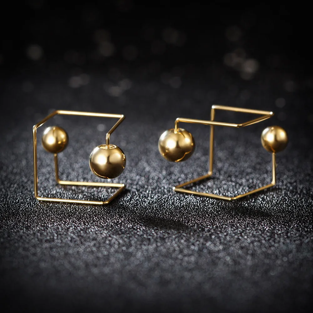 Spherical smooth creative earrings-SCE252ST