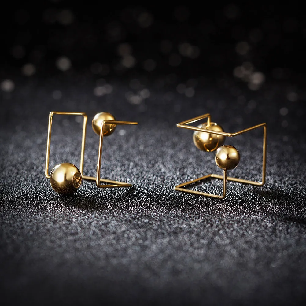 Spherical smooth creative earrings-SCE252ST
