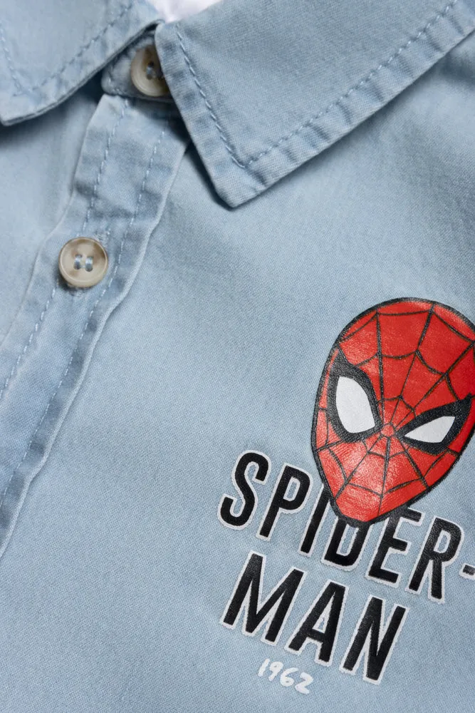 Spider-Man Denim Shirt Light Blue