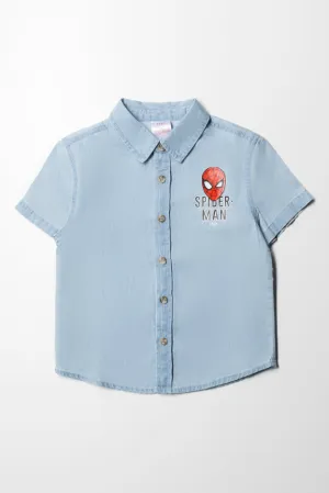 Spider-Man Denim Shirt Light Blue