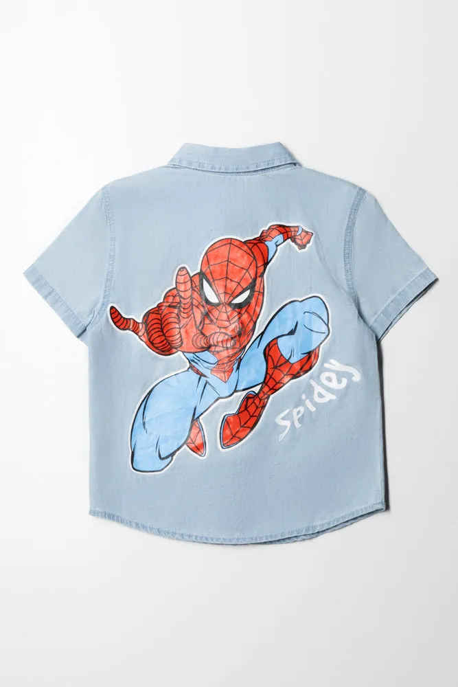 Spider-Man Denim Shirt Light Blue
