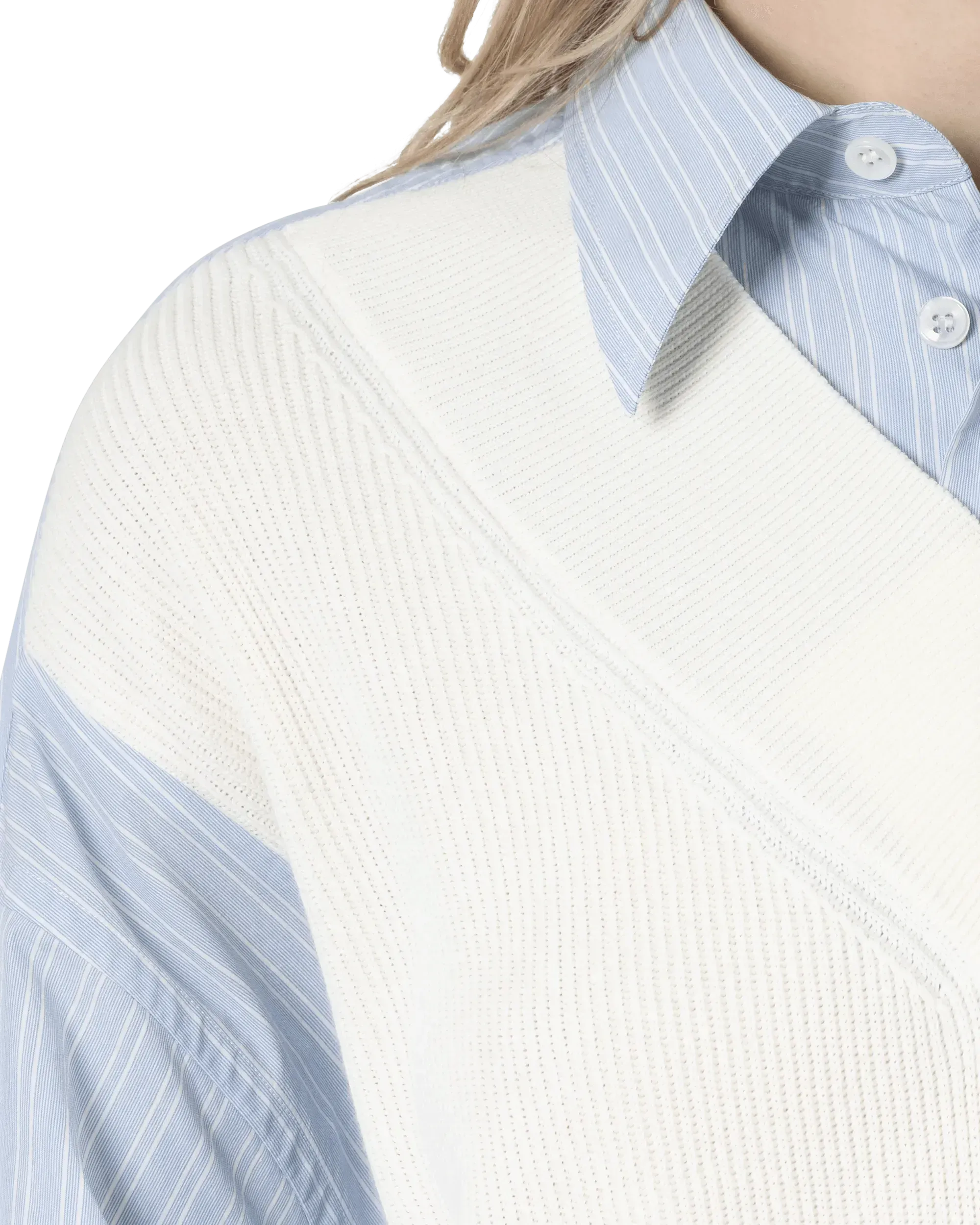 Spliced Knit Shirt Dress