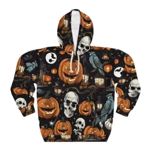 Spooky Skulls Aop Unisex Pullover Hoodie