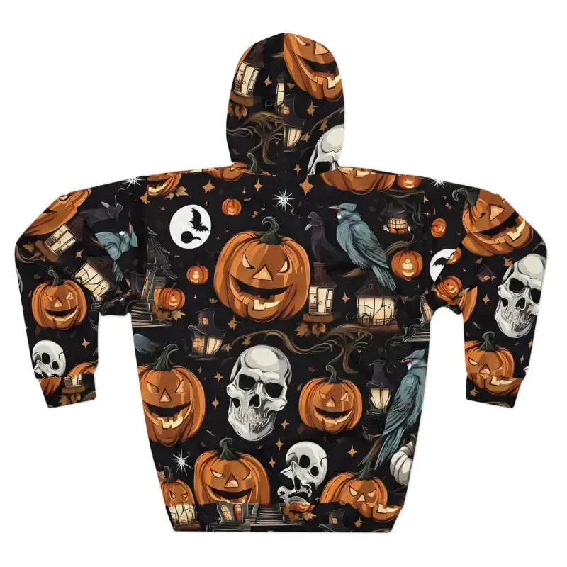 Spooky Skulls Aop Unisex Pullover Hoodie